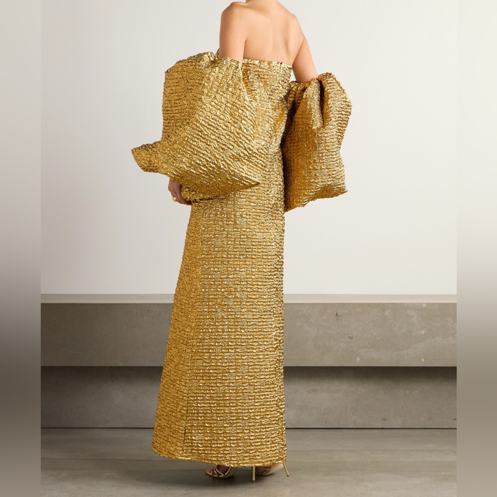 Dima Ayad off the shoulder metallic cloque gown - Picture 3 of 5